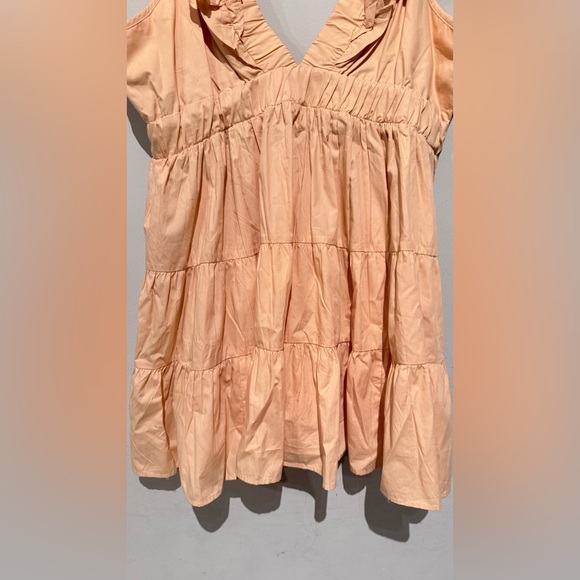 Abercrombie & Fitch Ruffled Plunge V-Neck Tiered Mini Dress Orange XL summer - Picture 6 of 11
